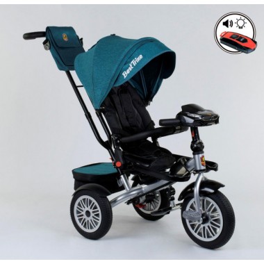 Детский велосипед трехколёсный с пультом Best Trike 9288 В - 1690 Синий от 1 до 4 лет с поворотным сиденьем складной руль надувные колеса русский 