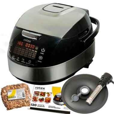  Мультиварка керамика мрамор 25 программ Rotex RMC535-W Smoke Master 860 Вт Копчение Мультиповар пароварка хлебопечка чаша с ручками книга рецептов