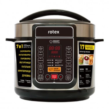  Мультиварка-скороварка керамика 17 программ Rotex REPC76-B-1 900 Вт Мультиповар пароварка хлебопечка паска творог книга рецептов