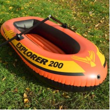 Полутораместная надувная гребная лодка пвх (185*94*41) Explorer 200 Intex 58331 95 кг с веслами и насосом круглые уключины пляжная