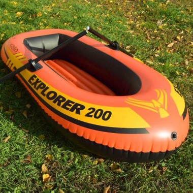 Полутораместная надувная гребная лодка пвх (185*94*41) Explorer 200 Intex 58331 95 кг с веслами и насосом круглые уключины пляжная