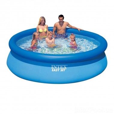 Семейный надувной наливной бассейн (305*76) Easy Set Intex 28122 с ручным насосом 3853 л круглый
