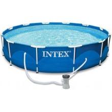 Каркасный семейный круглый бассейн (366*76 см) Intex с фильтр-насосом 2006k/ч картриджем 28212  New сборный открытый 6503л