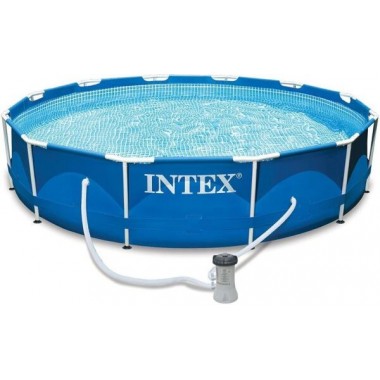 Каркасный семейный круглый бассейн (366*76 см) Intex с фильтр-насосом 2006k/ч картриджем 28212  New сборный открытый 6503л