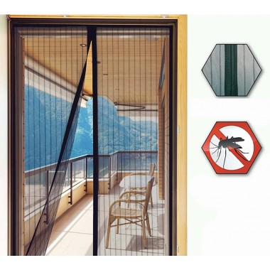 Дверная антимоскитная сетка штора Magnetic Mesh 210х100см  от насекомых комаров на магнитах Черная