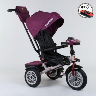 Детский велосипед трехколёсный с пультом Best Trike 9288 В - 6945 Фиолетовый от 1 до 4 лет с поворотным сиденьем складной руль надувные колеса русский 