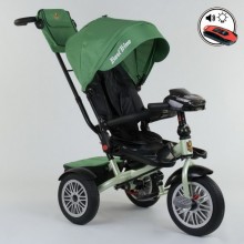 Детский велосипед трехколёсный с пультом Best Trike 9288 В - 7215 Зеленый от 1 до 4 лет с поворотным сиденьем складной руль надувные колеса русский 