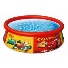 Детский семейный надувной наливной бассейн (183*51) Easy Set Intex 28103 с ручным насосом 880 л круглый машинки яркий