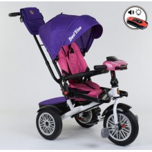 Детский велосипед трехколёсный с пультом Best Trike 9288 В - 7598 от 1 до 4 лет с поворотным сиденьем складной руль надувные колеса русский Синий с розовым