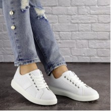 Женские кроссовки с перфорацией Shoes Jenna  36 (23 см) 1635 белые экокожа 