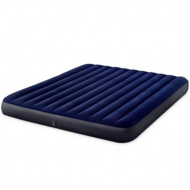 Надувной двухместный матрас кровать Intex Classic Downy Airbed Dura-Beam 64755 (183х203x25) синий Fiber Tech