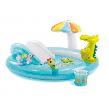 Детский игровой водный надувной центр бассейн с горкой Intex Крокодил 57165 (201*170*84 см) от 2 лет 160 л фонтан развивающий цветной Детский игровой водный надувной центр бассейн с горкой Intex Крокодил 57165 (201*170*84 см) от 2 лет 160 л фонтан развивающий цветной