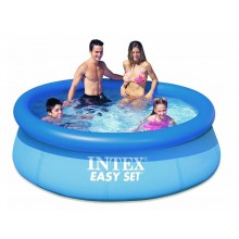 Семейный надувной наливной бассейн (244*76) Easy Set Intex 28110 с ручным насосом 2419 л круглый