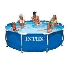 Каркасный семейный круглый бассейн (305*76 см) Intex с фильтр-насосом 2006k/ч тентом подстилкой 28200-4  New сборный открытый
