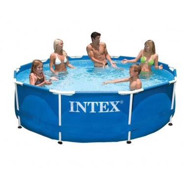 Каркасный семейный круглый бассейн (305*76 см) Intex с фильтр-насосом 2006k/ч тентом подстилкой 28200-4  New сборный открытый