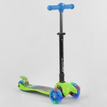 Детский складной трехколесный самокат с фонариком Best Scooter 85938 Салатовый от 2 лет PU колеса
