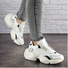Женские кроссовки Shoes Archy 37 (23 см) 1698 белые с серым экокожа