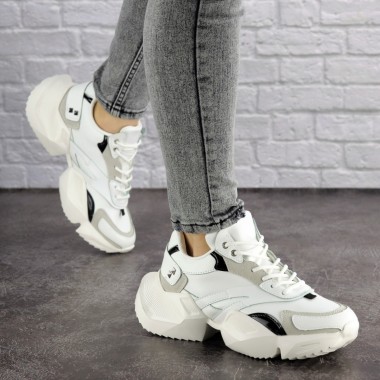 Женские кроссовки Shoes Archy 37 (23 см) 1698 белые с серым экокожа