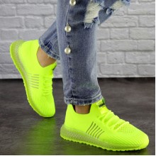 Женские кроссовки Shoes Neon 37 (24 см) 1473 салатовые сетка