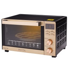 Электрическая печь с дисплеем конвекцией подсветкой Mirta Dalim Oro MO-0143NCG 43 л 1500 Вт нагрев 230 двойная термоизоляция металл Золотая духовка настольная