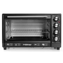 Электрическая печь с конвекцией вертелом грилем Holmer HEO-183CR 1800 Вт 35 л нагрев 250 таймер электродуховка настольная хлебопечка черный