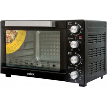 Электрическая печь с подсветкой конвекцией гриль хлебопечка Rotex ROT450-B выпечка 45л 2000W 4 режима приготовления электродуховка настольная Черная книга рецептов 