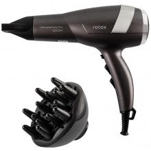 Фен для волос с диффузором концентратором ROTEX RFF220-R UltimateCare Pro 2200 Вт  холодный обдув защита от перегрева серый