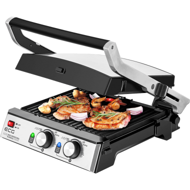 Электрогриль прижимной контактный ECG KG 2033 Duo Grill & Waffle 2000 Вт антипригарное открытие 180 градусов двусторонние панели планча вафельница барбекю терморегулятор на каждую панель