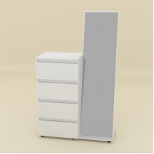 Комод с зеркалом для вещей Компанит Нимфея Альба (1000х450х1660)