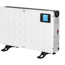 Конвектор электрический обогреватель с пультом ДУ таймером ECG TK 2080 DR 2000 Вт Turbo вентилятор термостат LED  дисплей напольный белый