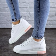 Женские сникеры стильные на танкетке 6 см Shoes Azul 37 (23,5 см) 2079 экокожа белые