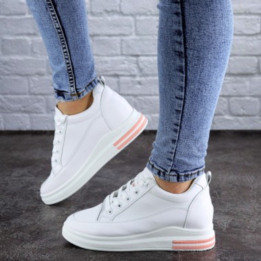 Женские сникеры стильные на танкетке 6 см Shoes Azul 37 (23,5 см) 2079 экокожа белые