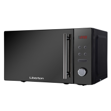 Микроволновая печь с часами 20л Соло LIBERTON LMW-2084Е  СВЧ 700 Вт 5 уровней мощностей электронное управление черный зеркало стильная