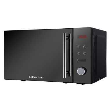 Микроволновая печь с часами 20л Соло LIBERTON LMW-2084Е  СВЧ 700 Вт 5 уровней мощностей электронное управление черный зеркало стильная