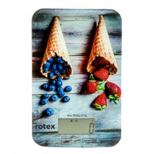 Весы кухонные электронные платформа Rotex RSK14-P Berry стеклянные разноцветные