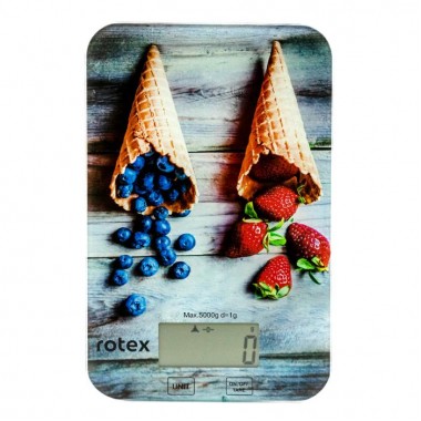 Весы кухонные электронные платформа Rotex RSK14-P Berry стеклянные разноцветные