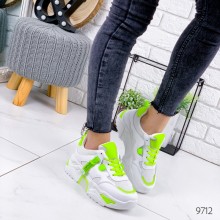 Женские кроссовки Shoes WOW 41 (26 см) 9712 белые c салатовым