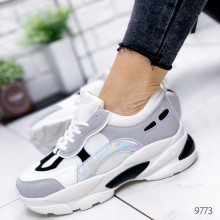 Женские кроссовки Shoes Grace 37 (23,5 см) 9773 белые c серым