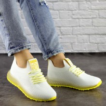 Женские кроссовки Shoes Naya 36 (23,5 см) 1505 белые с желтым сетка текстиль стильные