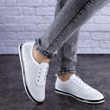 Женские кроссовки кеды Shoes Midget 37 (22,5 см) 1869 белые экокожа легкие в дырочку летние