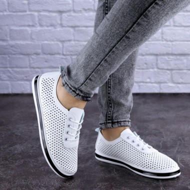 Женские кроссовки кеды Shoes Midget 37 (22,5 см) 1869 белые экокожа легкие в дырочку летние
