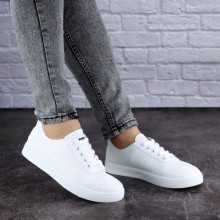 Женские кроссовки кеды Shoes Nala 36 (22,5 см) 1868 белые экокожа легкие в дырочку летние
