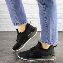 Женские кроссовки Shoes Meeko 36 (23,5 см) 1670 черные сетка текстиль стильные