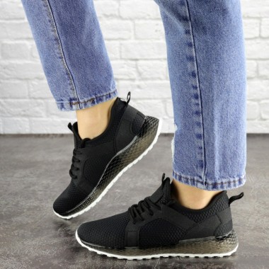 Женские кроссовки Shoes Meeko 36 (23,5 см) 1670 черные сетка текстиль стильные