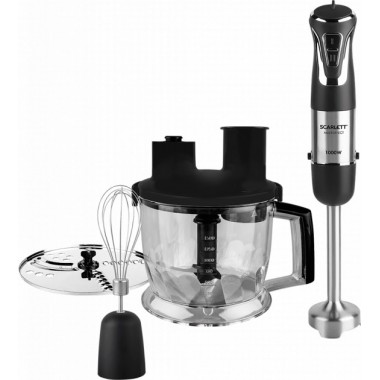 Блендер погружной ручной многофункциональный 5 в 1 SCARLETT SC-HB42K06 1000W TURBO импульсный режим 16 скоростей черный мощный
