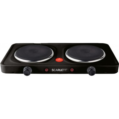 Настольная электроплита SCARLETT SC-HP700S12 1000Вт чугунная 2 конфорки блин черная