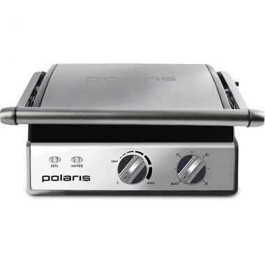 Электрогриль прижимной Polaris PGP-0903 2000Вт регулировка температуры антипригарное 180 градусов пресс барбекю