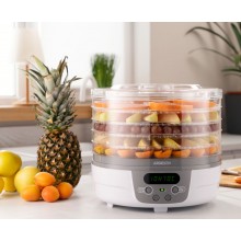 Сушилка для овощей и фруктов мяса рыбы электрическая ARDESTO FDB-5321T мощность 250 Вт 5 лотков дисплей таймер функция равномерной сушки белая