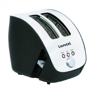 Тостер Laretti EC2350 6 режимов поджаривания 1000 Вт разморозка лоток Черный с металлом стильный