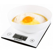 Весы кухонные электронные с чашей настольные SCARLETT SC-KS57B10 до 5 кг белые Весы кухонные электронные с чашей настольные SCARLETT SC-KS57B10 до 5 кг белые